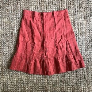 Red Orange Maeve Midi Linen Skirt